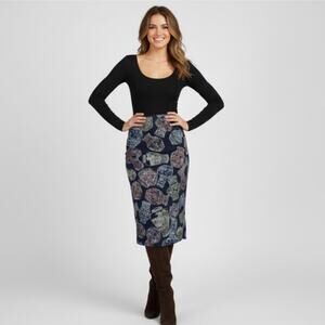 Diane Von Furstenberg Wrap Skirt 100% Silk Midi Pencil Skirt Cloisonné S Vintage